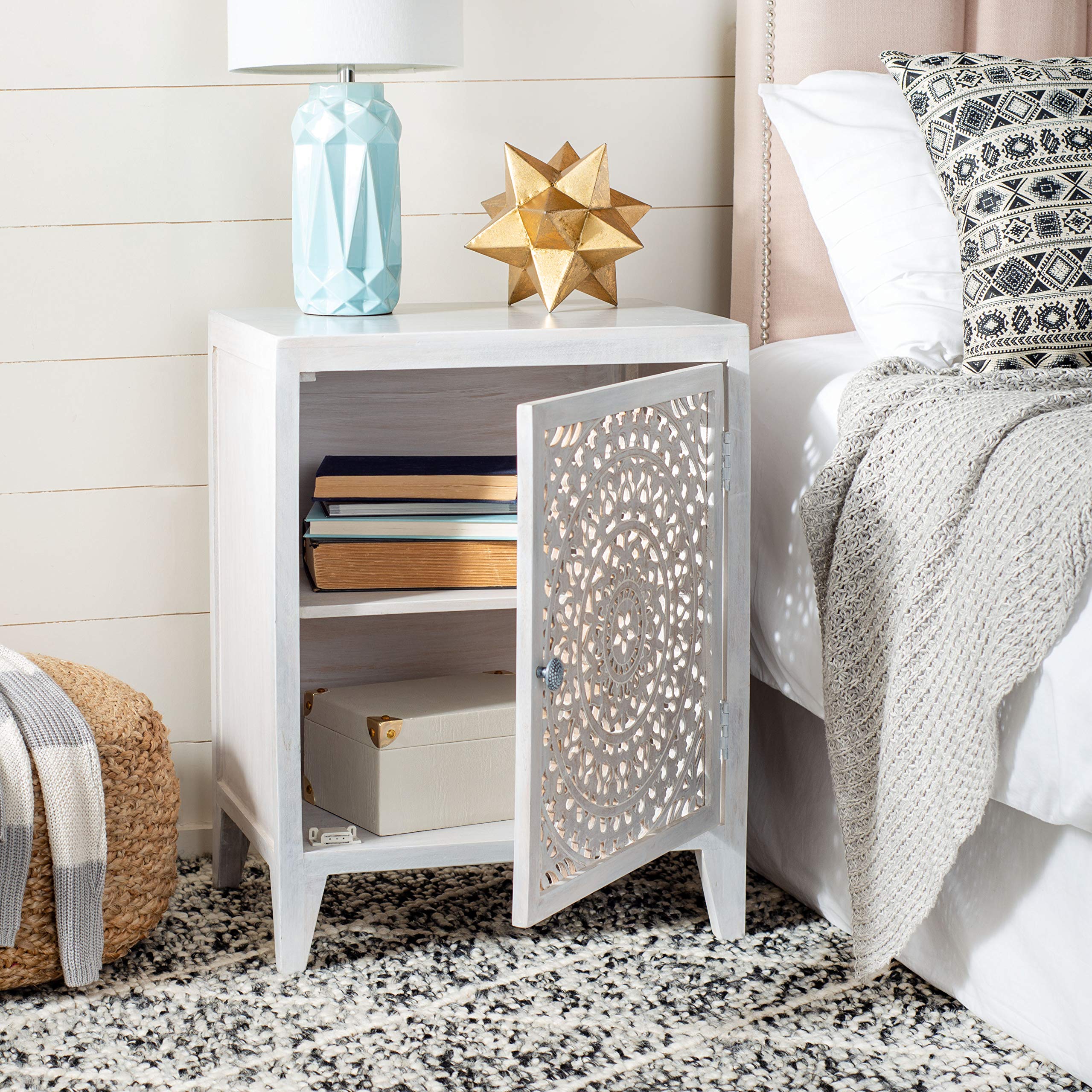 Thea 1 Door Carved Nightstand