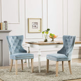 Velvet Fabric Dining Chairs,Upholstered Leisure Padded Accent with Nailed Trim,Set of 2(Blue)