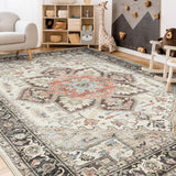 homewill Area Rug 9x12 for Bedroom Living Room, Medallion Printed Ultra-Thin Soft Large Carpet,Oriental Non Slip Big Washable Rug Fade Stain Resistant Rugs for Living Dining Room Home Office Decor