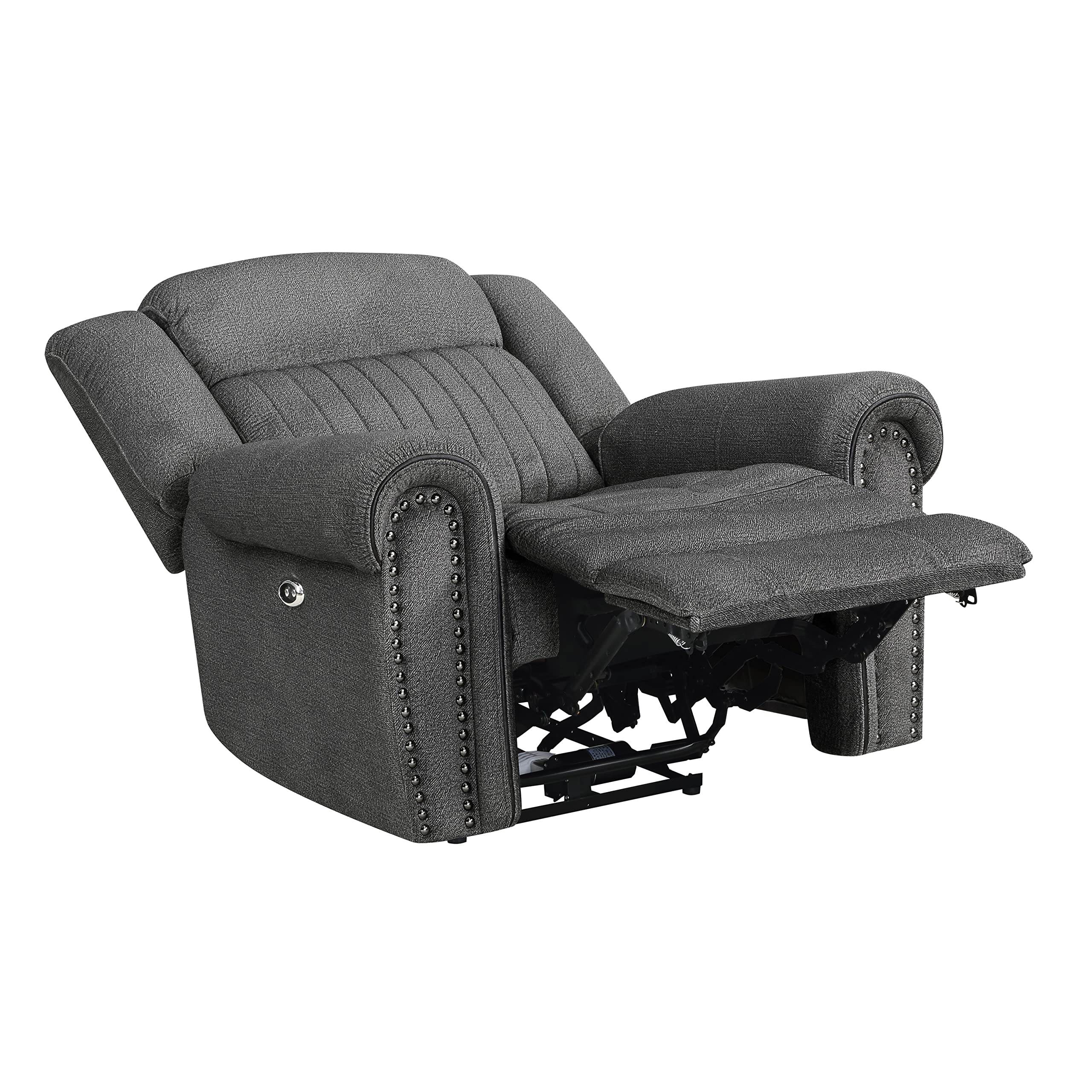 Vinton Power Recliner Chair with Nailhead Trim & Rolled Arms