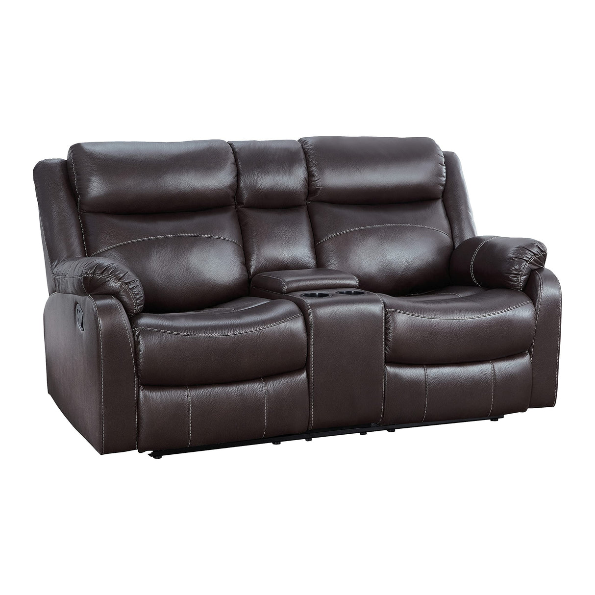 Wall-Hugger Manual Double Lay Flat Reclining Loveseat, Brown