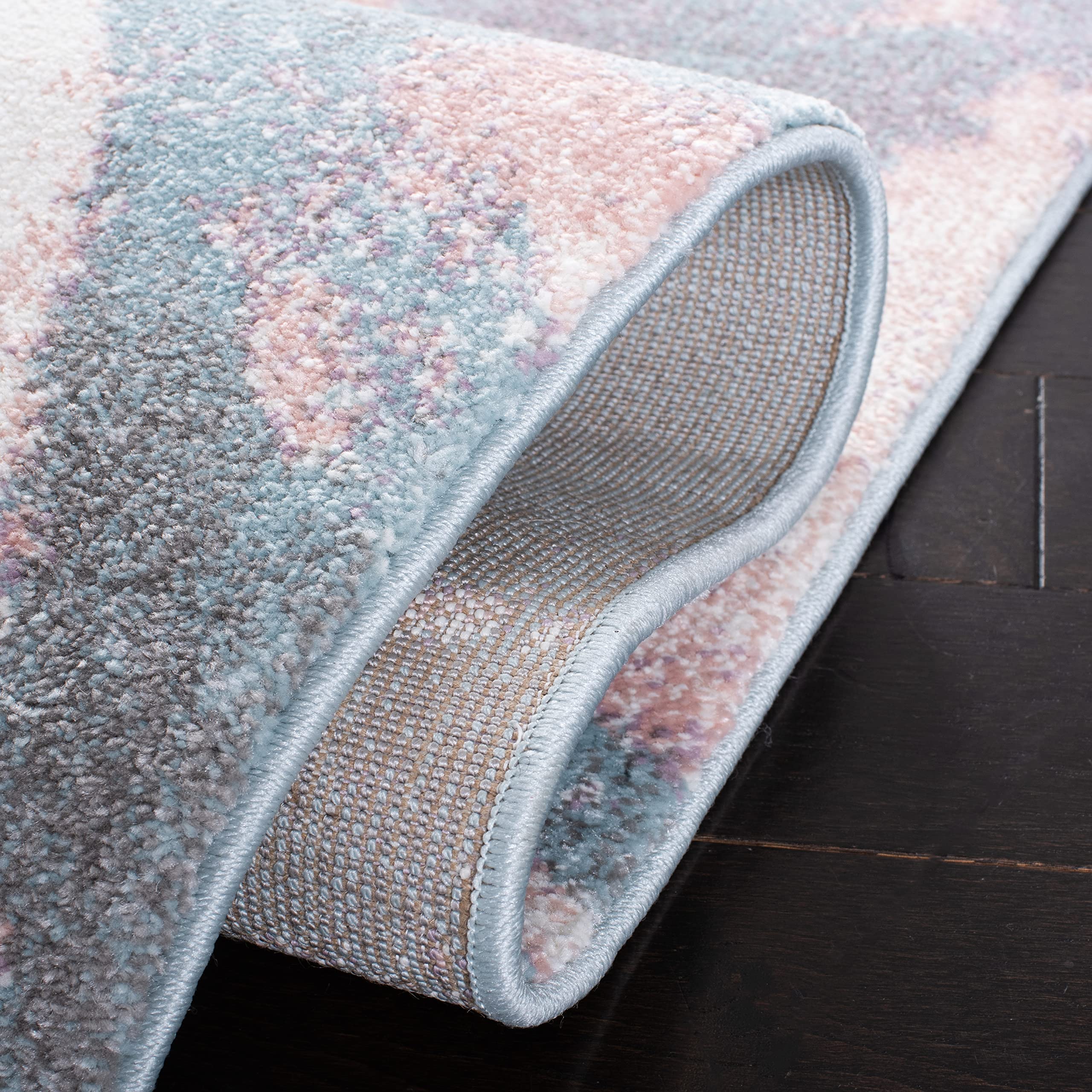 SAFAVIEH Glacier Collection Area Rug - 10'6" x 14', Pink & Blue, Modern Abstract Design, Non-Shedding & Easy Care, Ideal for High Traffic Areas in Living Room, Bedroom (GLA123U)