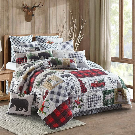 2 Piece Full/Queen Lodge Quilt Bedding Set - Rustic Country Reversible Comforter Set