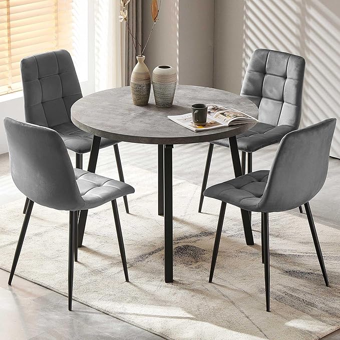 Velvet Dining Chairs Set of 4 - Green Dining Room Chairs with Metal Legs Ideal for Kitchen