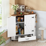 Farmhouse Dog Food Storage Corner Cabinet with Feeding Station