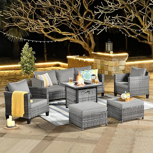 Back Outdoor Wicker Rattan Patio Sofa Sectional Set