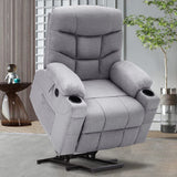 Electric Power Lift Recliner Chair Sofa for Elderly with Massage and Heat, Linen Fabric