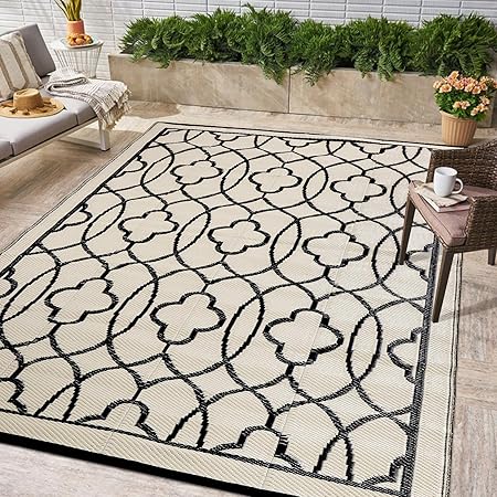 Reversible Mats - Outdoor Rugs 9'x12' for Patios Clearance, Plastic Straw Rugs