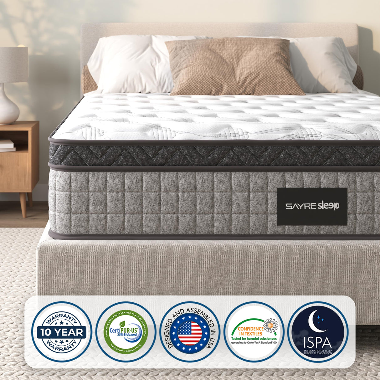 12” Diamond Innerspring Hybrid and Cooling Gel Memory Foam Mattress