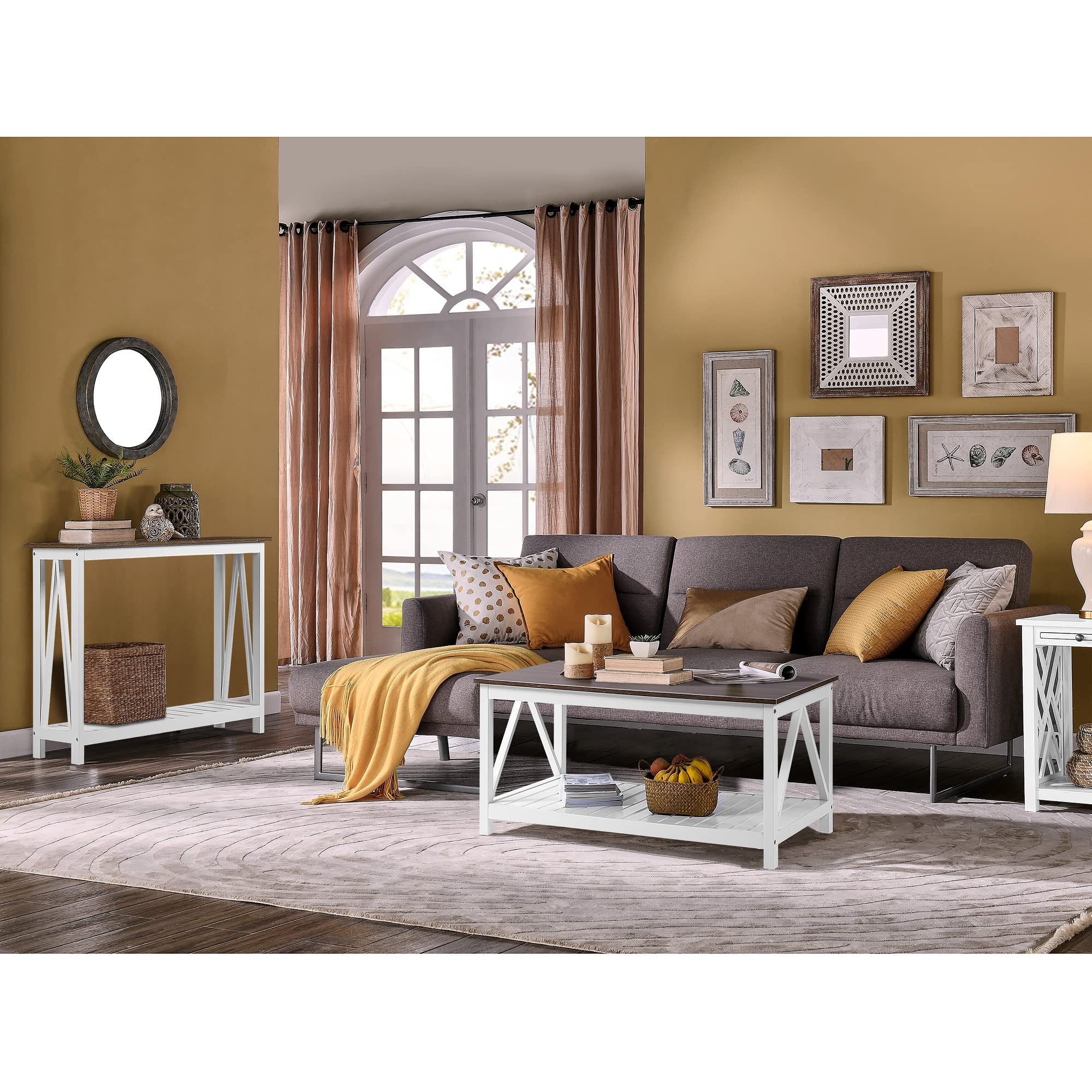 Farmhouse Console Table, Rustic Vintage Narrow Sofa Table for Entryway,