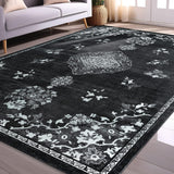 Non Slip Rugs 8x10 Boho Medallion Floral Non Skid Rubber Backing Easy Silk Soft