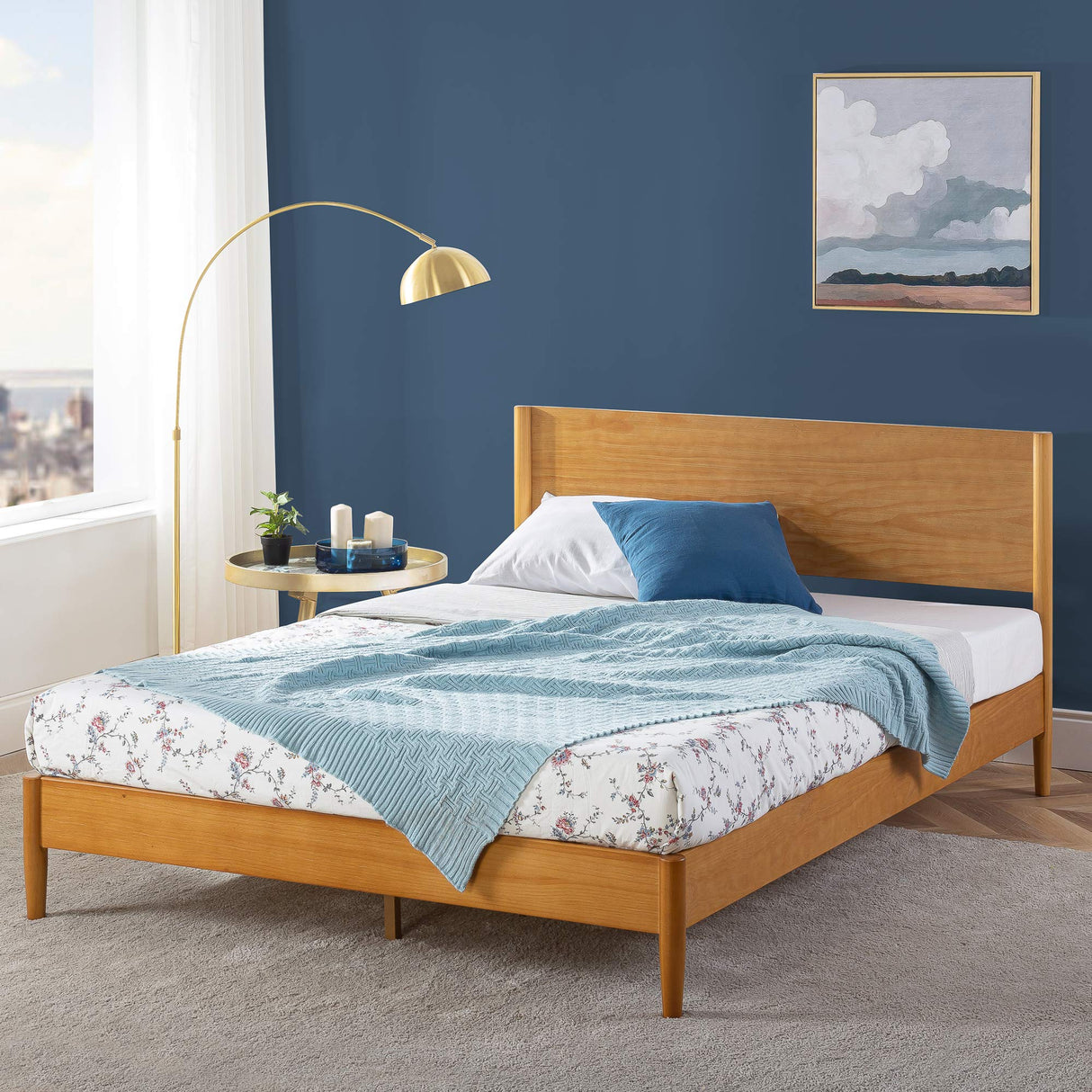 Allen Mid Century Wood Platform Bed Frame - Queen