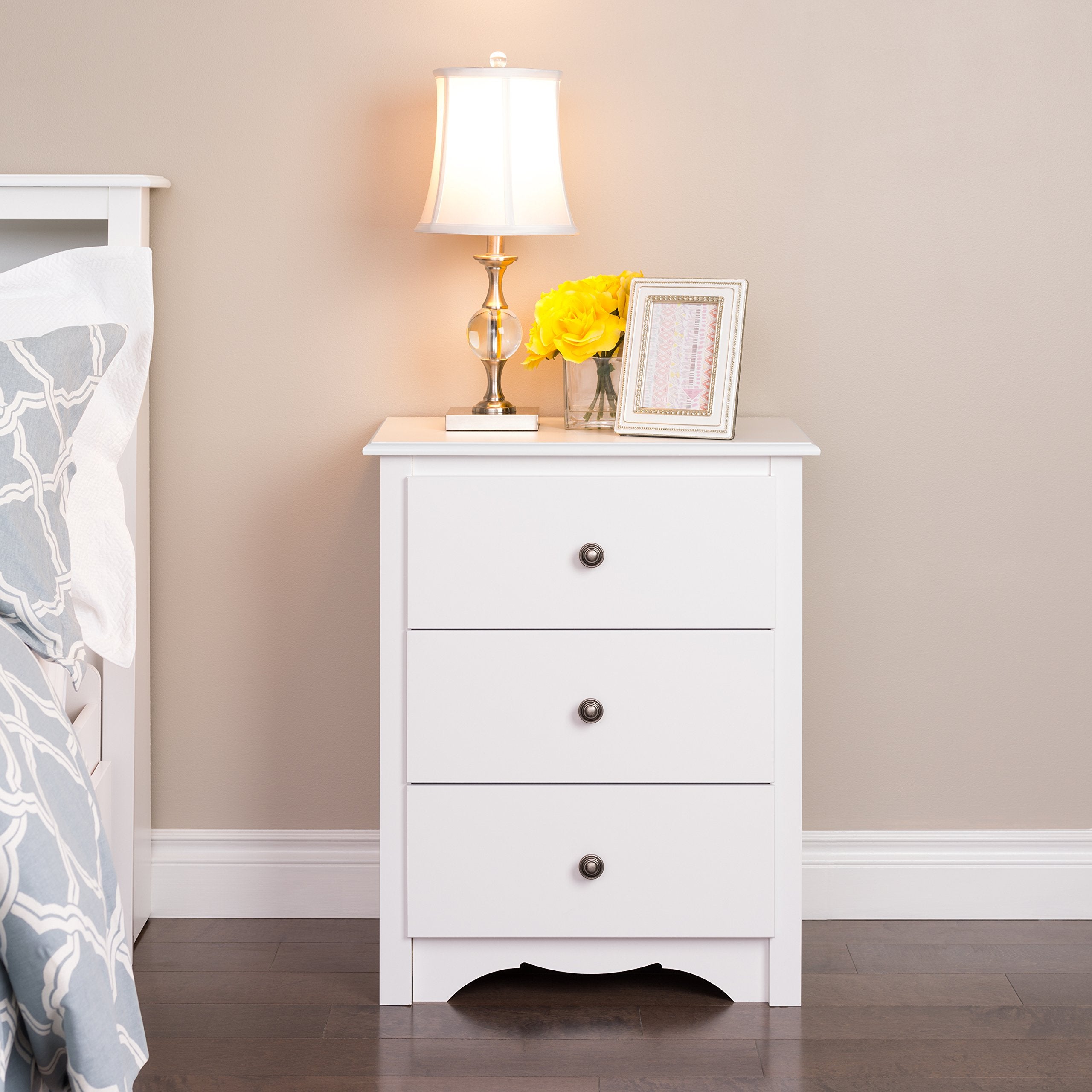 Sonoma White and Black Tall 3-Drawer Nightstand