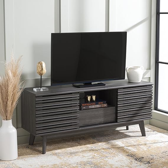 Home Collection ESMA Walnut Low Sideboard Media Stand Fits up to 60" Flatscreen TV