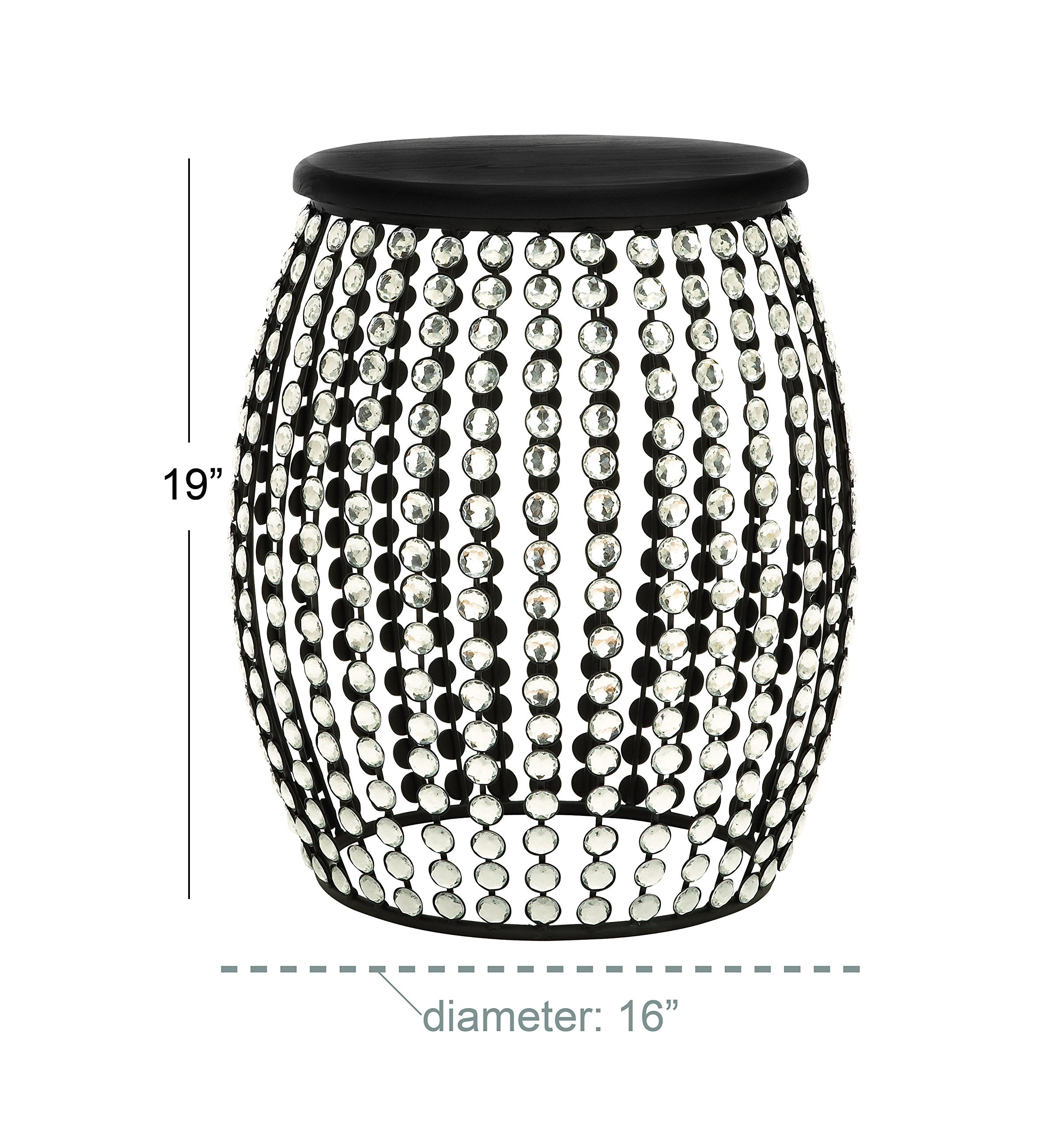 Metal Side End Accent Table End Table with Crystal Embellishments