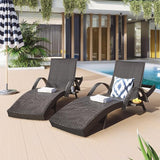 Outdoor Wicker Chaise Lounge Set of 2, Patio Rattan Furniture Reclining Chair Set