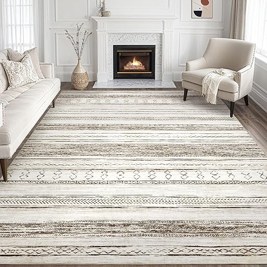 Tortania Area Rug Living Room Rugs - 6x9 Washable Large Soft Neutral Boho Moroccan Bohemian Farmhouse Rug Indoor Floor Carpet for Bedroom Under Dining Table Home Office Decor - Grey