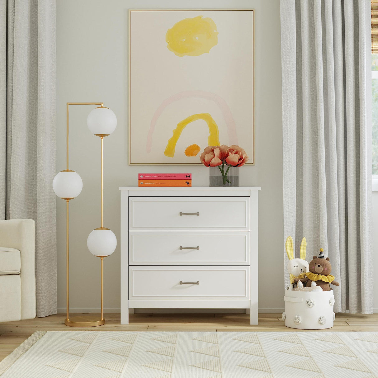 Charlie 3 Drawer Dresser in White