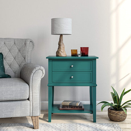 Ameriwood Home Franklin Accent Table with 2 Drawers, Emerald