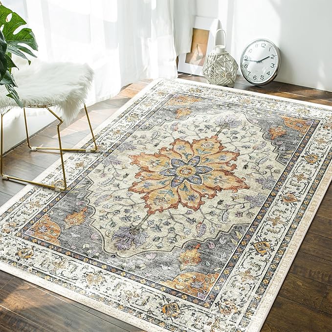 Area Rugs 5x7, Washable Rug, Non-Slip, Rugs for Living Room, Kitchen Rugs, Rugs
