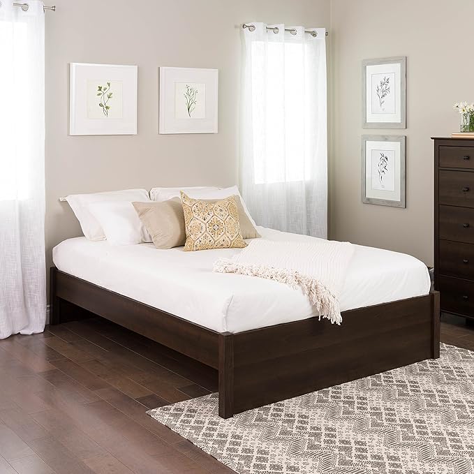 Select Queen 4-Post Raised Platform Bed with Under Bed Storage Space