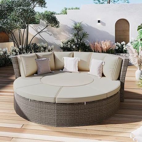 9-Piece Outdoor Half-Moon Furniture Set Patio Sofa Set