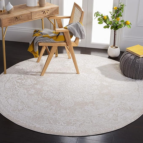 Reflection Collection 3' Round Light Grey/Cream RFT664C French Country Oriental