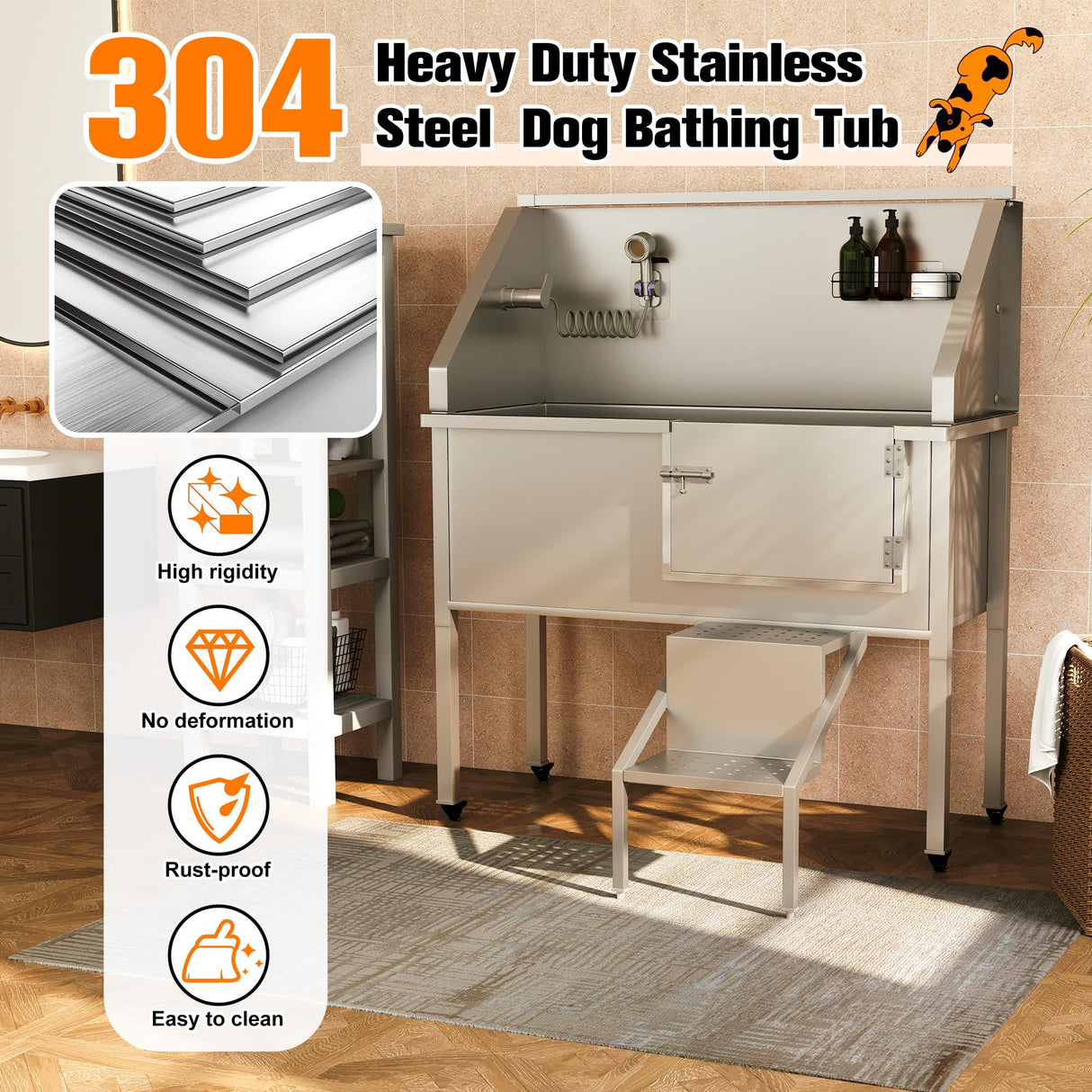 56" Professional Dog Washing Station with Stairs