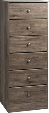 Astrid Tall Black Dresser: 16"D x 20"W x 52"H, 6-Drawer Chest for Bedroom by