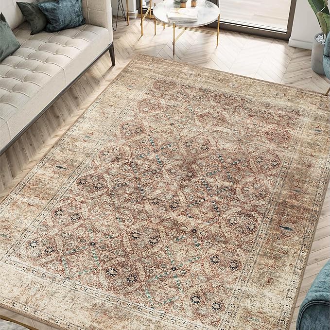 Machine Washable Area Rugs with Non-Slip Backing, Ideal for Hallway, Living Room