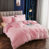 Plush Fluffy Duvet Cover King Size Luxury Ultra Soft Shaggy Duvet Cover Set Faux Fur