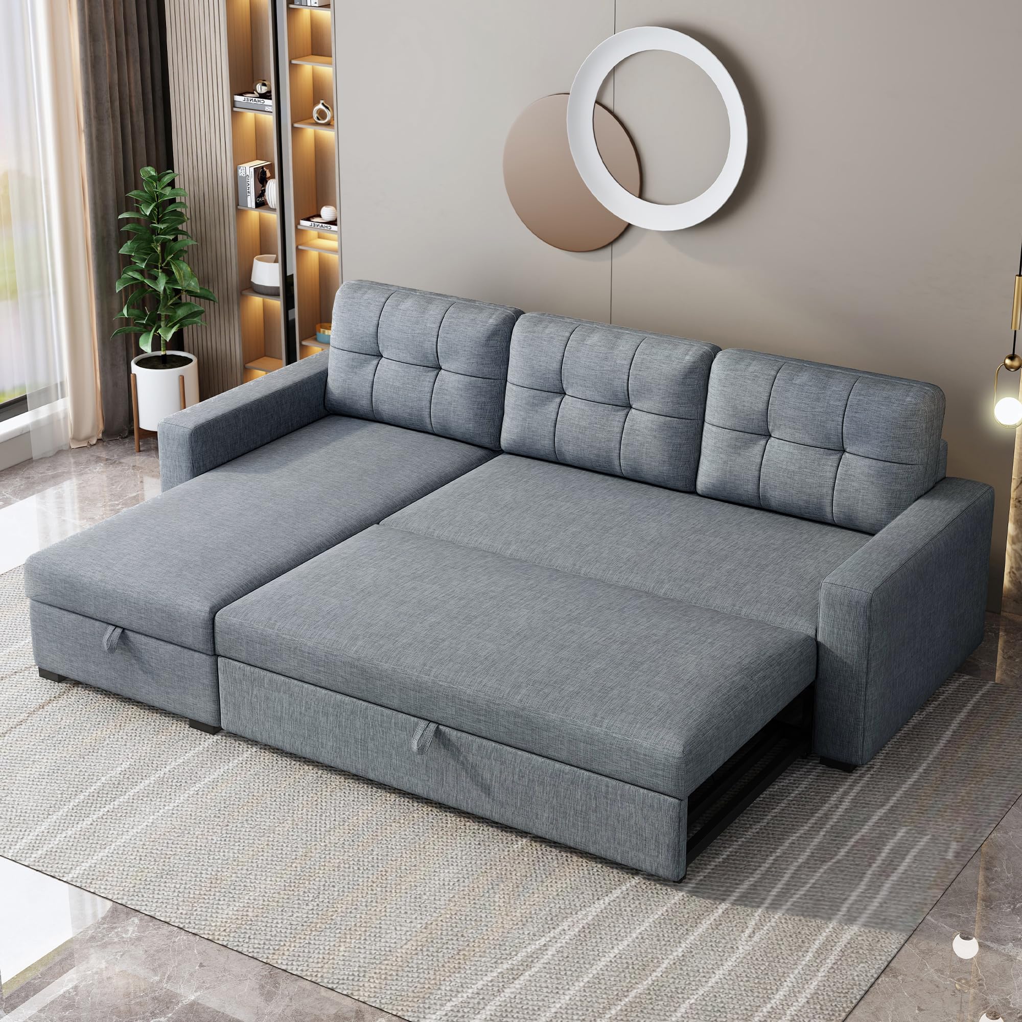 Sleeper Sofa Couch with Pull Out Bed,L Shaped Sleeper Sofa