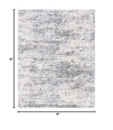 Berber Shag Area Rug 6' x 9' - Grey Blue & Cream Modern Abstract Design