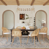 Rattan Dining Chairs Set of 4 with Faux Leather Cushion