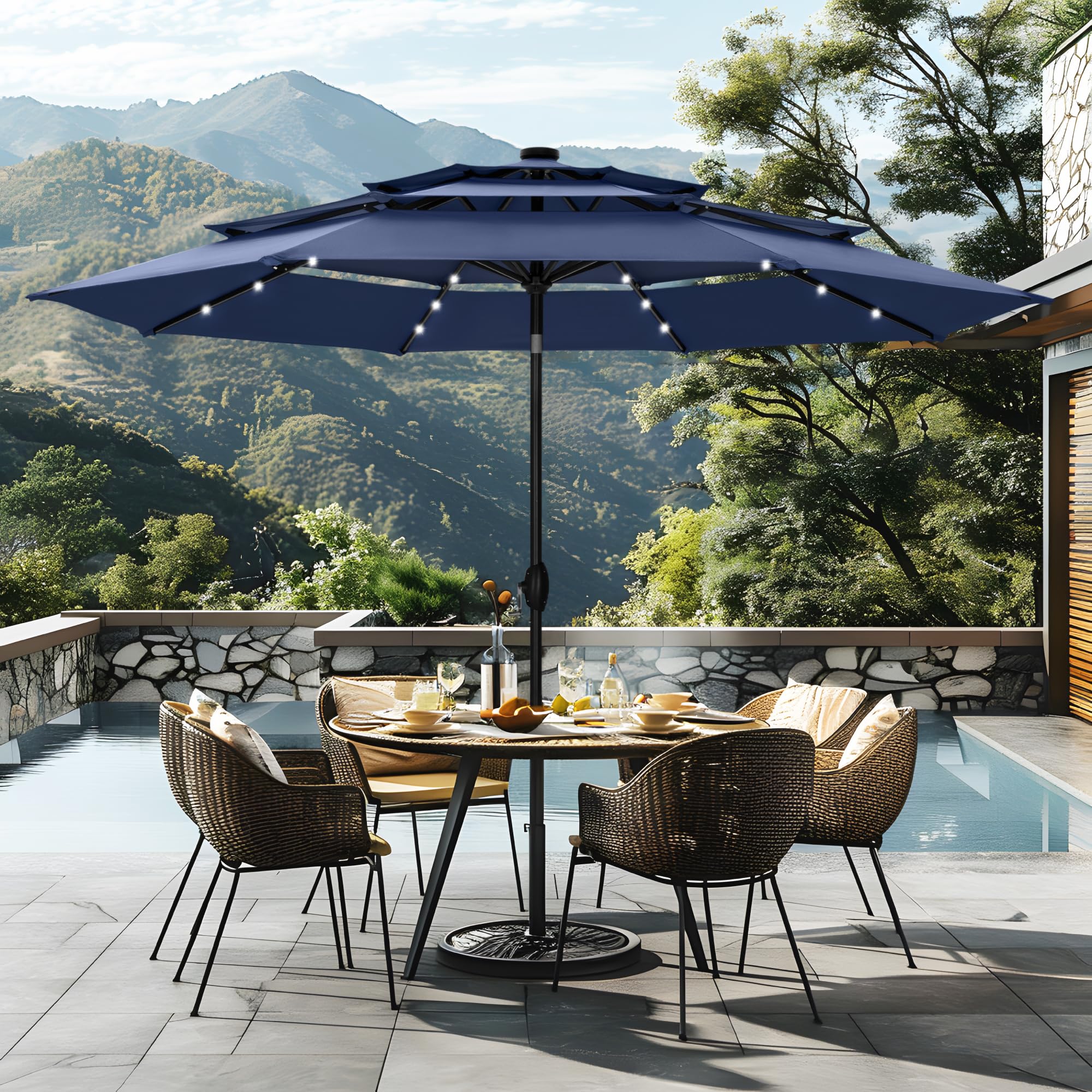 10ft Patio Umbrellas 3-Tier Umbrella Outdoor Patio Umbrellas