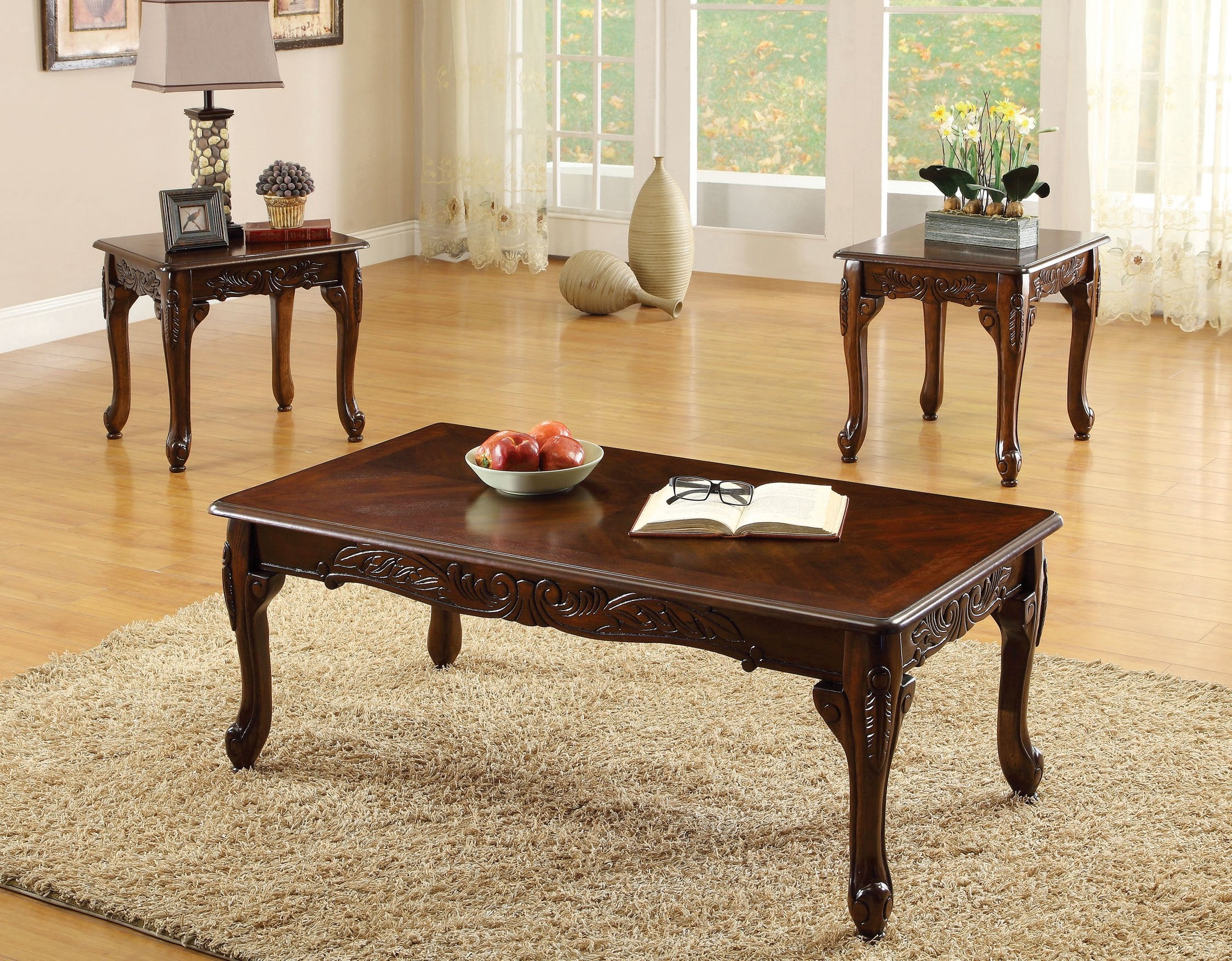3-Piece Chesapeke Table Set, Cherry Finish