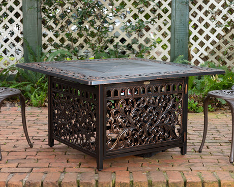 62527 Sedona Aluminum Convertible Gas Fire Pit Table 55,000 BTU Outdoor Multi-Functional Fire Pit