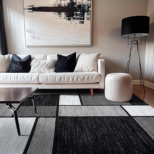 Modern Geometric Red Area Rug 5'3" x 7'3" - Non-Shedding