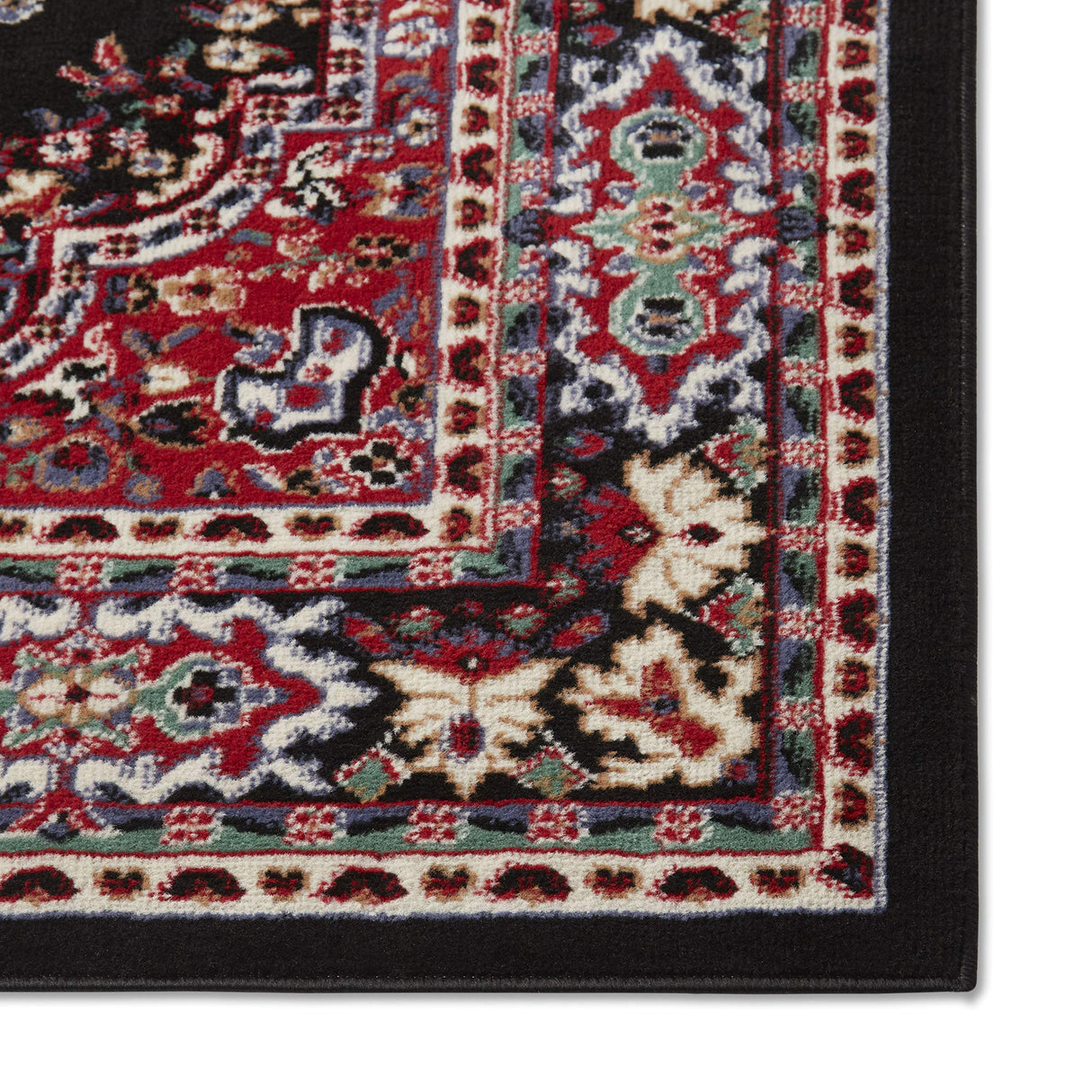 Premium Sakarya Traditional Medallion Border Area Rug, Black, 5'2"x7'4" Rectangle