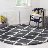 Hudson Shag Collection 9' Square Grey/Ivory SGH283B Moroccan Trellis Non-Shedding