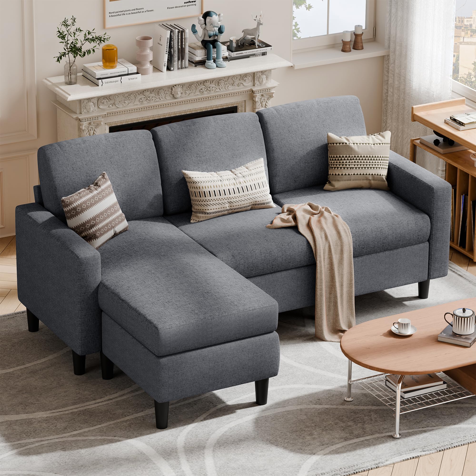 -Shaped Couch Sofa for Living Room Convertible Sectional Sofa