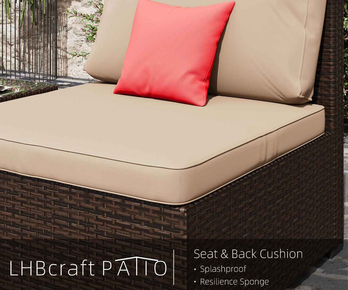 , Outdoor Furniture Patio Sectional Sofa, All Weather PE Rattan