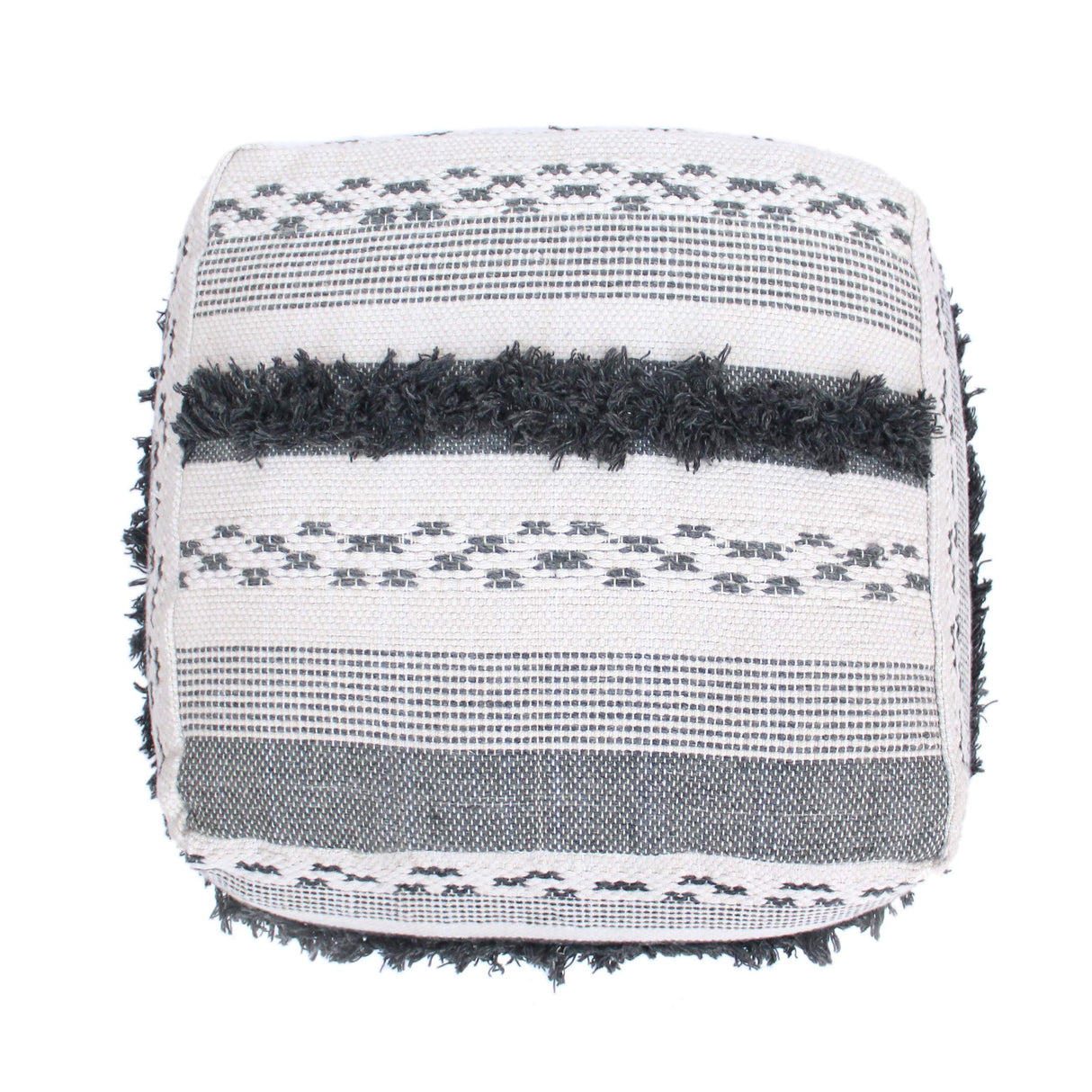 Contemporary Faux Yarn Pouf Ottoman Foot Stool - Bean Bag Floor Chair - Foot Rest