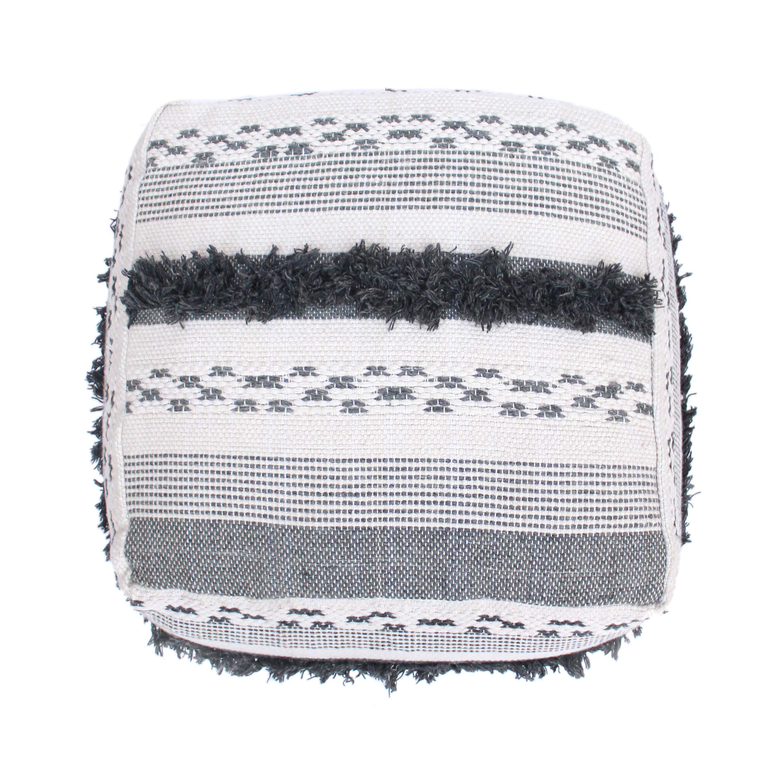 Contemporary Faux Yarn Pouf Ottoman Foot Stool - Bean Bag Floor Chair - Foot Rest