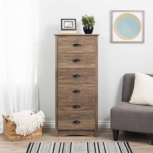 Salt Spring Rustic 6-Drawer Tall Dresser for Bedroom, Farmhouse Dresser Chest