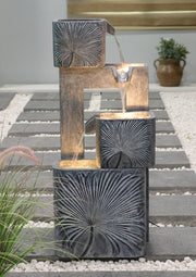 3 Tiers Modern Cascading Water Fountain Outdoor with Warm White LEDs