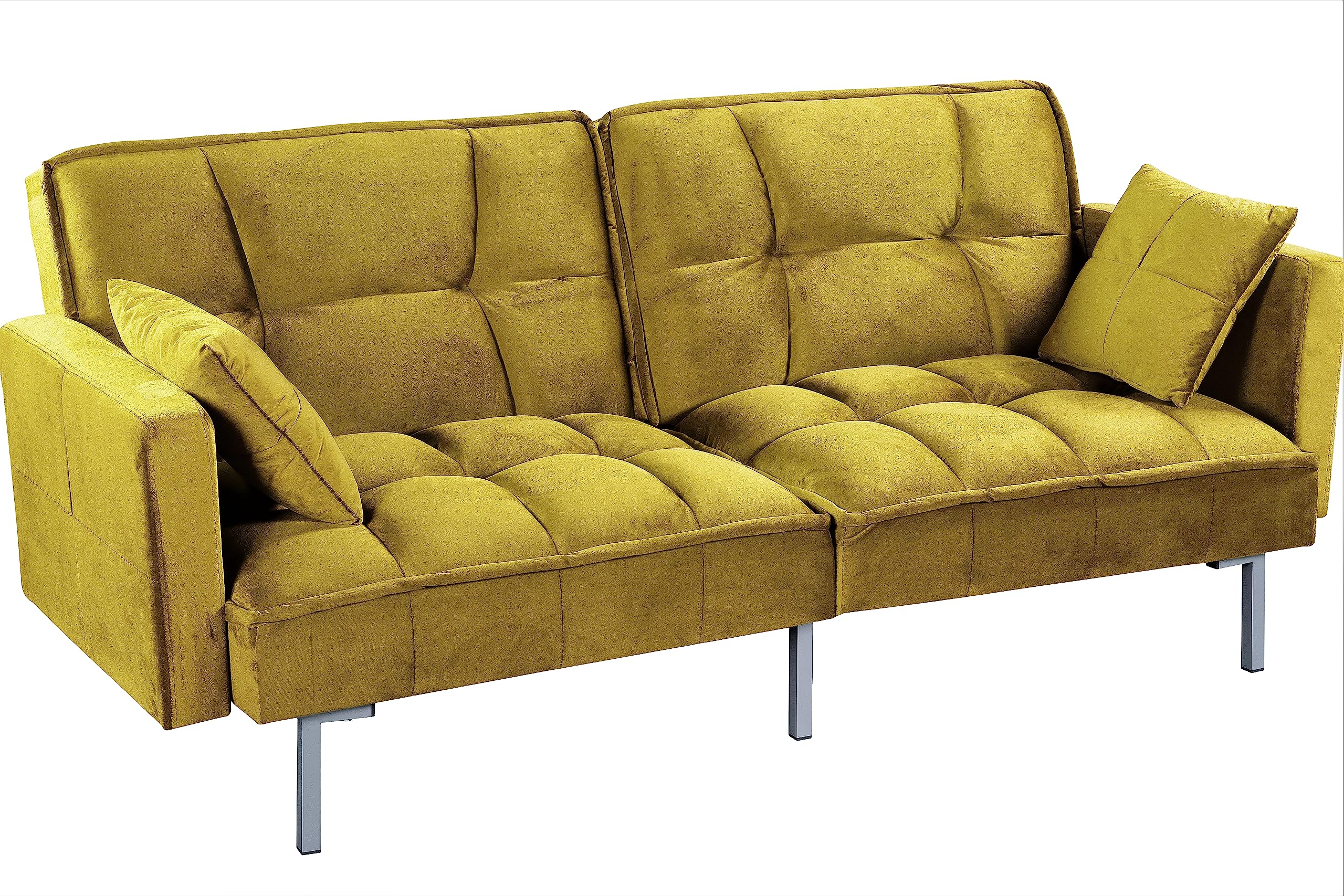 Regal Convertible Sleeper Sofa Bed, Velvet Pull Out Couch with Mid-Century Style