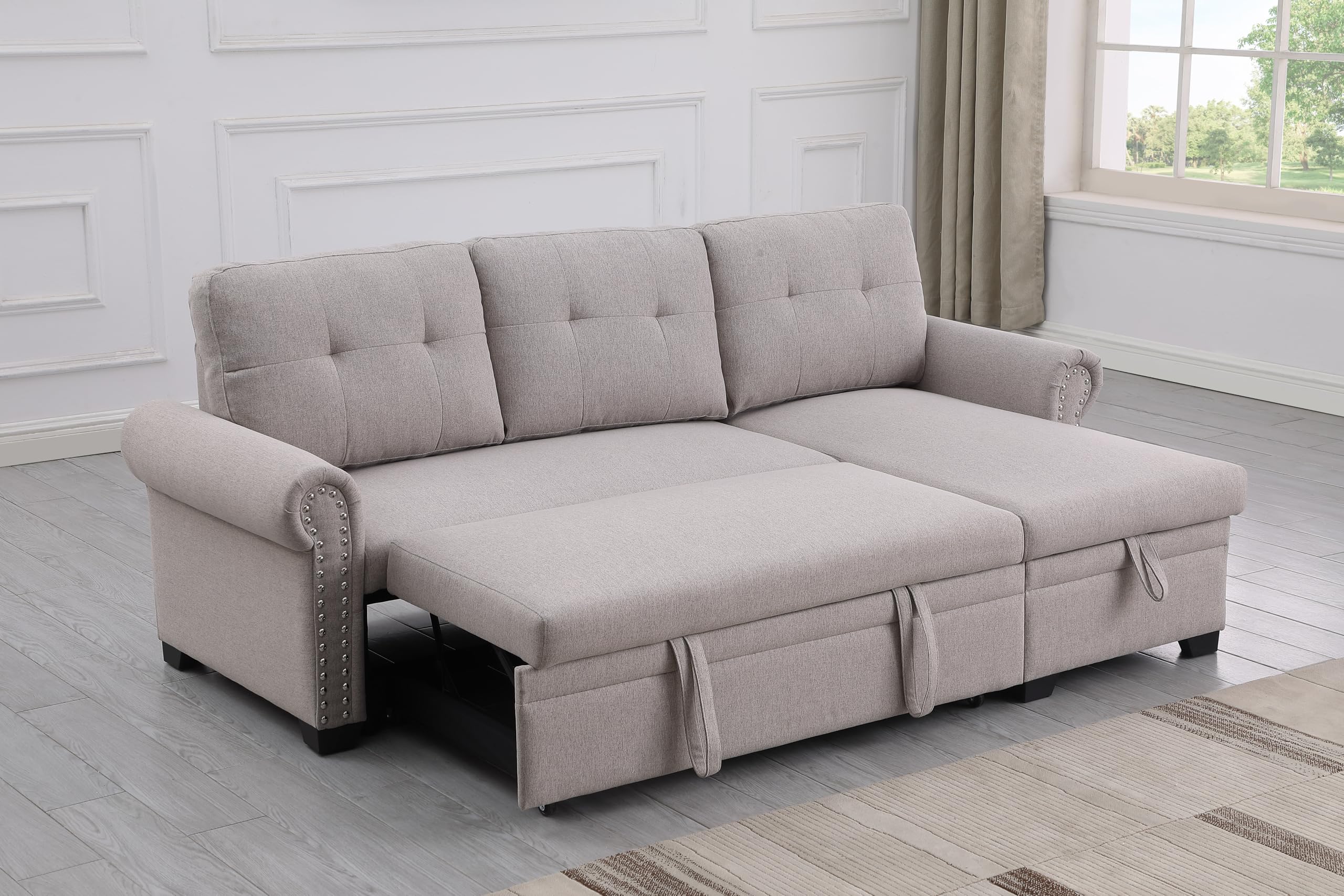 Convertible Sleeper Sofa with Pull Out Bed, 3-Seat Sofa Bed Sleeper Couch