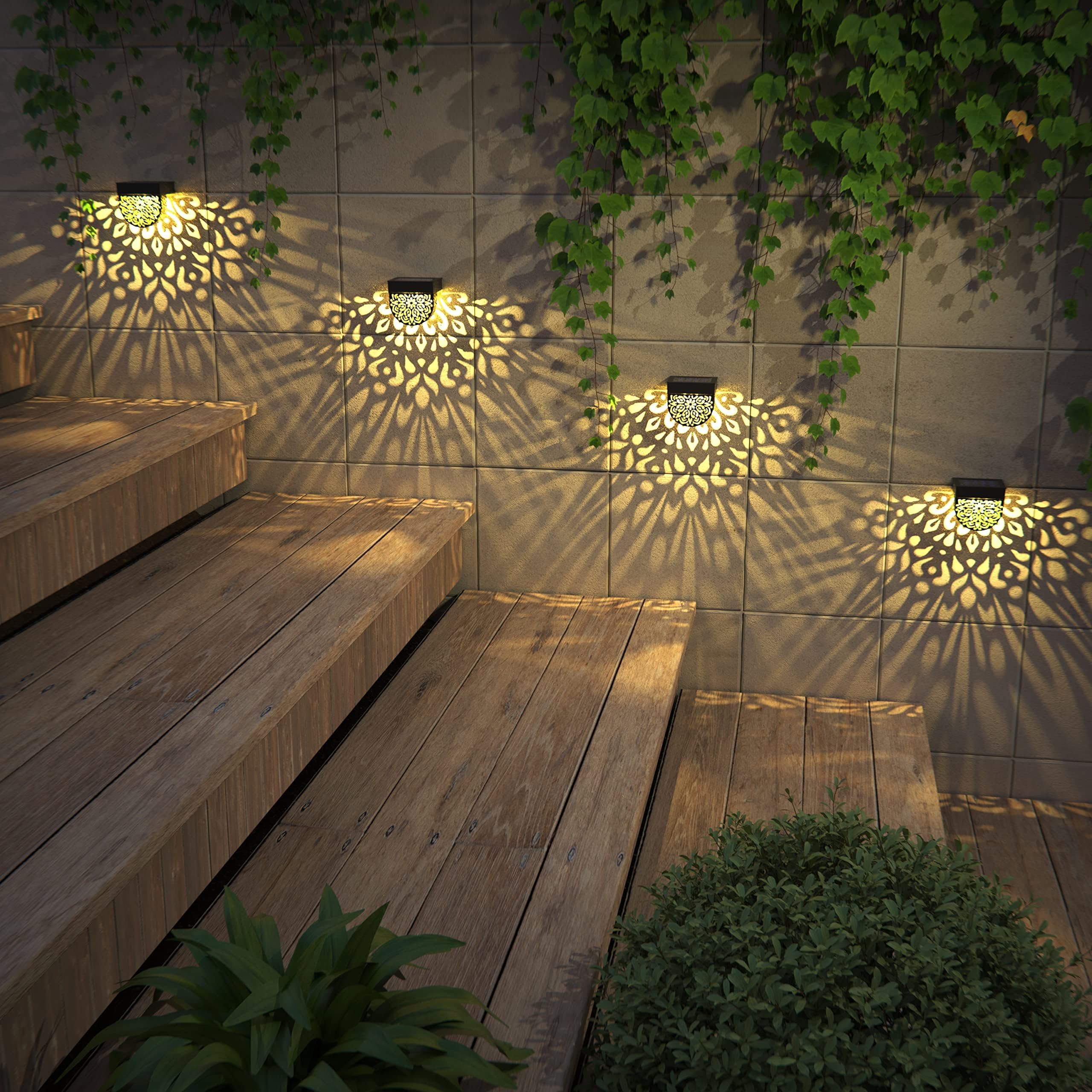 Solar Fence Lights Wall lihgts Outdoor Decorations 6 Pack Solar Deck