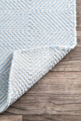 Ago Geometric 8x10 Wool Area Rug - Light Blue & Ivory